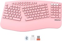 MEETION Bluetooth Ergo Keyboard  Pink