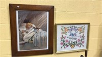 Oak frame Victorian print of a little girl