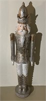 Gold Silver Accent Carved Wood Nutcracker