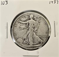 1937 90% Silver Walking Liberty Half Dollar