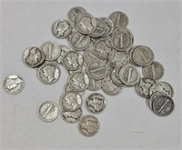 $5 Dollar Roll Of 50 90% Silver Mercury Dimes
