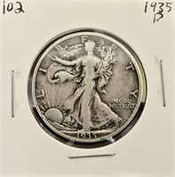 1935 D 90% Silver Walking Liberty Half Dollar