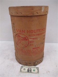 Vintage Van Houten's Cheese Box Cylinder w/ Lid