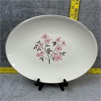 Vtg Canonsburg Pottery Pink Floral Oval Platter