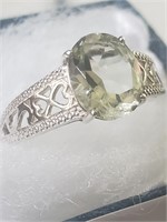 New Sterling Silver Green Amethyst Ring Sz 10