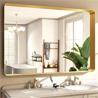 Easly 30 x 40 Inch Gold Bathroom Mirror for