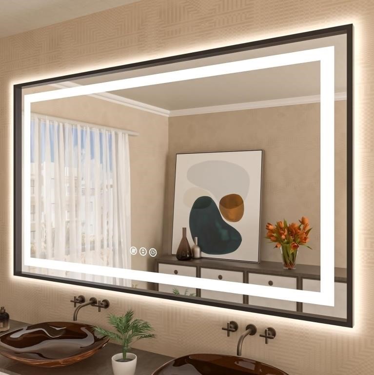 Amorho 60x 40 LED Bathroom Mirror Framed