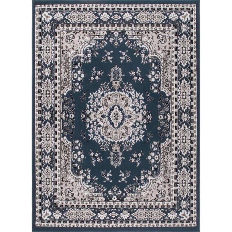 Premium Blue/Ivory 5 ft. X 8 ft. Area Rug