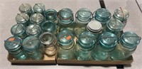 21 Vintage Blue Glass Handled Mason Jars