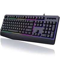 Gaming Keyboard, 7-Color Rainbow LED Backlit, 104