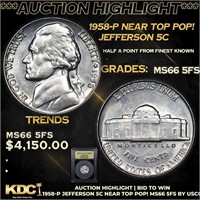 ***Auction Highlight*** 1958-p Jefferson Nickel Ne