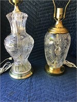 Vintage Crystal Glass Lamps Lot of 2