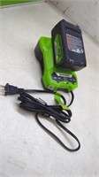 New Green Works 24 Volt Battery & Charger    &.