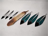 Ceramic and Stained Glass Feather Decorations