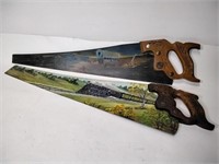Pair of Artist Painted Hand Saws