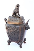 Superb Chinese Bronze Twin Handled Censor and