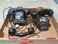 (2) Antique Black Rotary Dial Telephones