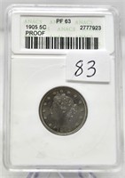 1905 Proof 63 ANACS Nickel