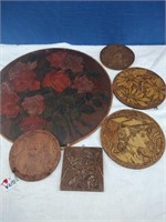 Six Pyrography Wall Decorations-Various Sizes x6