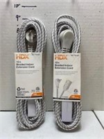 10 Ft. Braided Indoor Extension Cord (White)