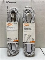 10 Ft. Braided Indoor Extension Cord (White)