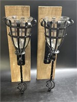 2 Matching Metal Candle Wall Sconces