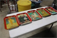 (5) Old Coca Cola Serving Trays
