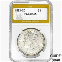 1883-CC Morgan Silver Dollar PGA MS65