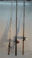 Three Fishing Poles with Reels