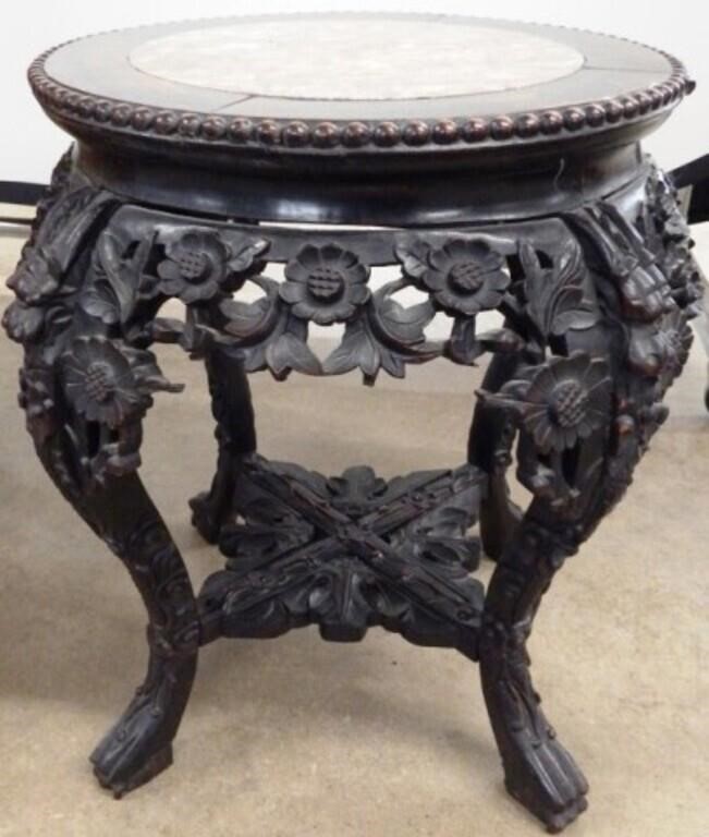 Antique Heavily Carved Accent Table *AS-IS*