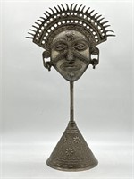 Inca Tribal Metal Sculpture Sun Deity 18"