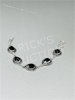 Black Onyx & silver bracelet