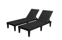 Outdoor Chaise Lounge Set of 2 Black