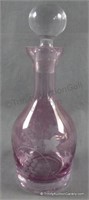 Acid Etched Purple Glass Decanter with Stopper