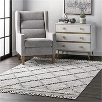 nuLOOM Skylar Textured Trellis Tasseled Area Rug,