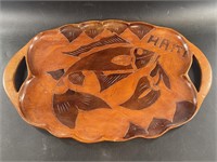 Hand carved wood serving platter from Haiti, 20.5"