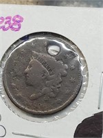 1838 Large Cent With Hole