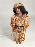 ANTIQUE BISQUE NATIVE AMERICAN DOLL