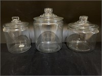 (3) Vintage Anchor Hocking Clear Glass Canisters
