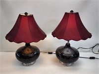 2 Oriental Urn Style Table Lamps