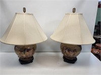 2 Oriental Urn Style Table Lamps