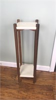 Marble top plant stand with marble shelf