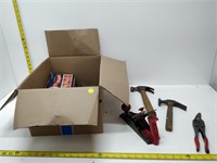 lot of tools - hammers, plane, clamps, etc.