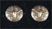 Vogt Sterling & 14k Gold Longhorn Pierced Earrings