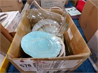 Box w/ misc. glassware, glass pitcher