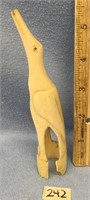 Very old 6" whales tooth carved into a cormorant