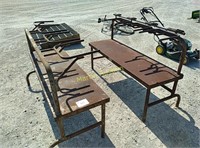 2 metal milk benches