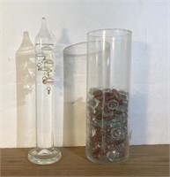 Temperature Gauge & Glass Vase