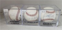 (3) Signed Baseballs in Case - Kevin Young, Pat