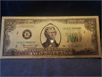 Collector $2. Gold bill